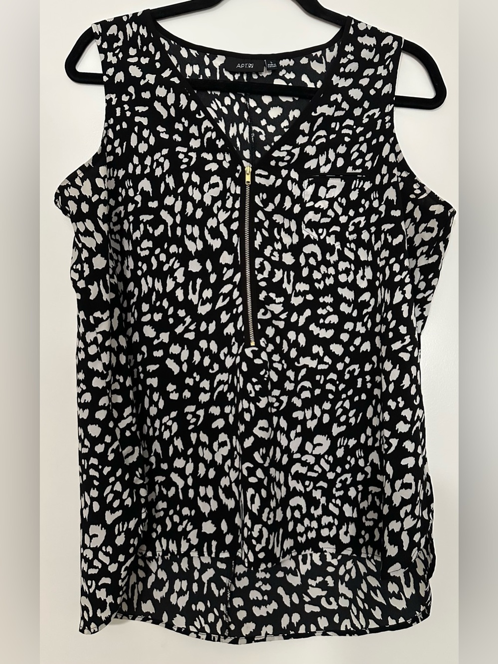 Apt. 9 Black & White Sleeveless Zip-Front Printed Camisole